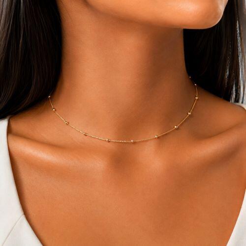Choker Bolas Banhado a Ouro