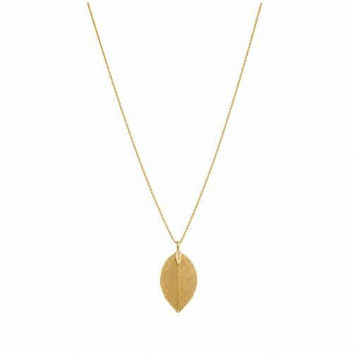 Colar 60 cm Folha com Detalhes Banhado em Ouro 18K
