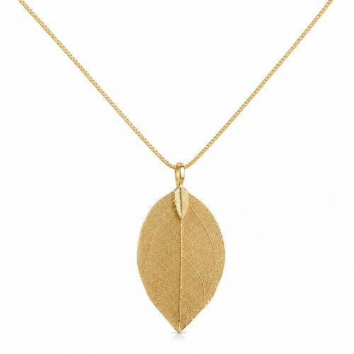 Colar 60 cm Folha com Detalhes Banhado em Ouro 18K