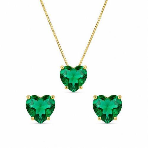 Conjunto Cora��o Turmalina Banhado em Ouro18k