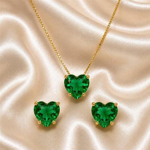 Conjunto Cora��o Turmalina Banhado em Ouro18k