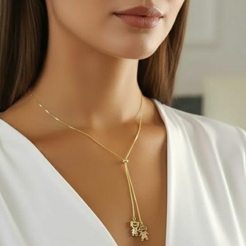 Colar Gravatinha Regul�vel Filhos Casal Banhado a Ouro