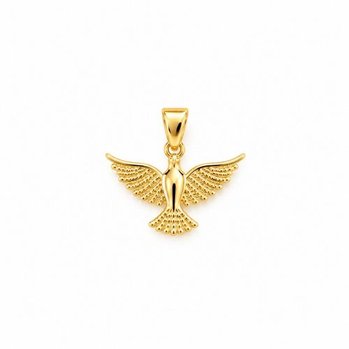 Colar Mini Elo Pingente Espírito Santo Liso Banhado a Ouro