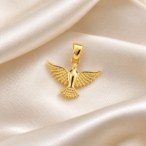 Colar Mini Elo Pingente Espírito Santo Liso Banhado a Ouro