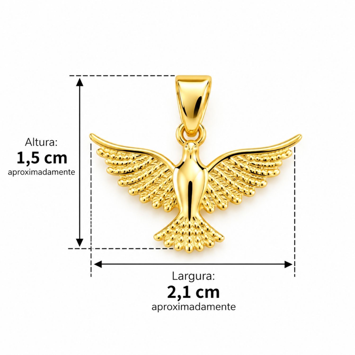 Colar Mini Elo Pingente Espírito Santo Liso Banhado a Ouro