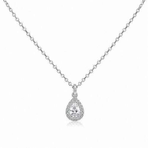 Colar Mini Elo com Gota Micro Zirc�nia Cristal A�o Inox