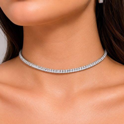 Choker Baguette Zirc�nia Cristal A�o Inox