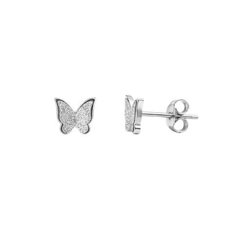 Brinco Infantil Borboleta Texturizada A�o Inox
