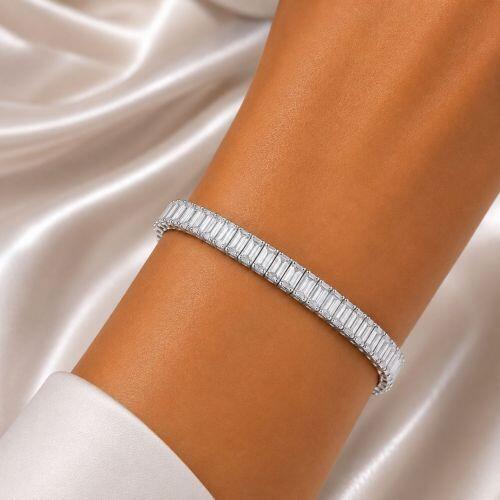 Pulseira Riviera Baguette Zirc�nia Cristal 0.5 cm A�o Inox