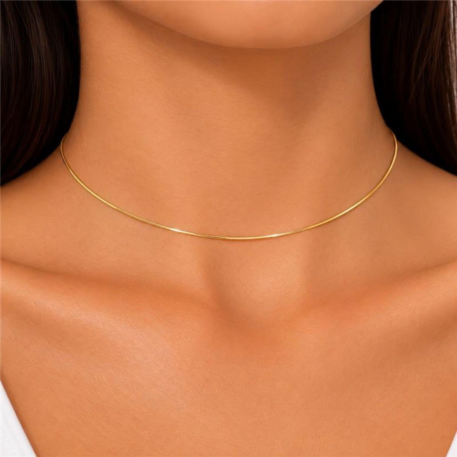 Choker Rabo de Rato Banhado em Ouro