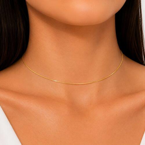 Choker Rabo de Rato Banhado em Ouro