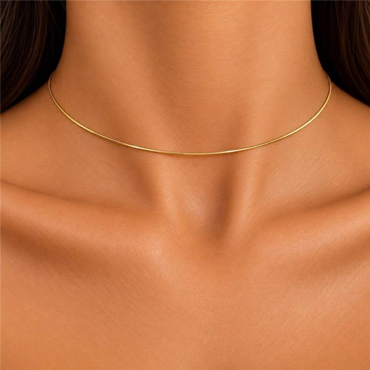 Choker Rabo de Rato Banhado em Ouro