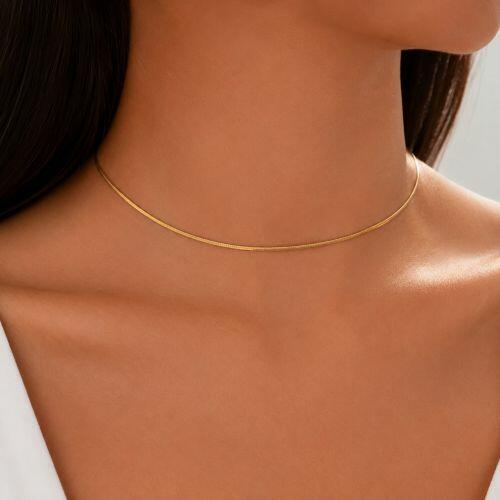 Choker Rabo de Rato Banhado em Ouro