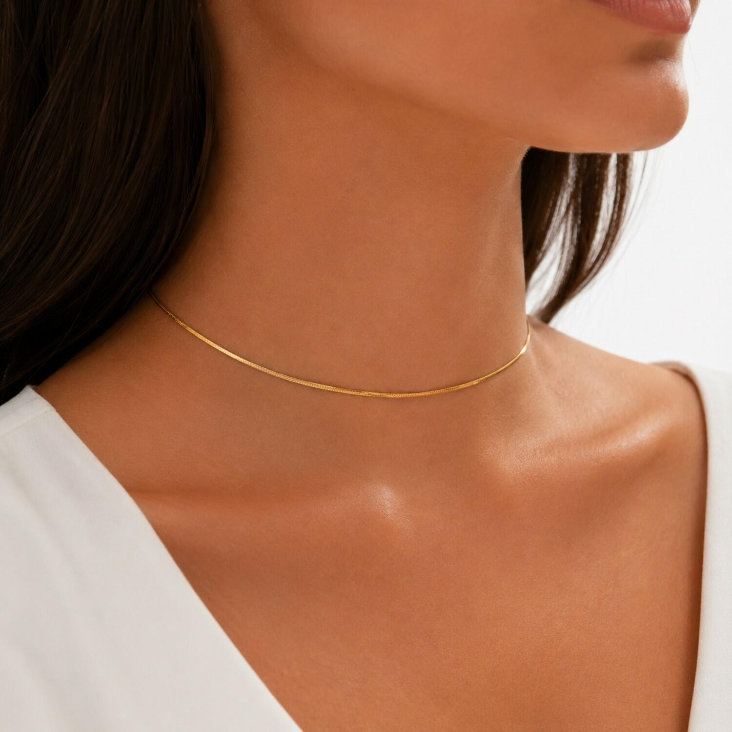Choker Rabo de Rato Banhado em Ouro