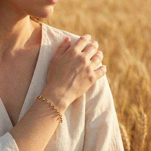 Pulseira Bolas Lisas Banhado em Ouro 18k