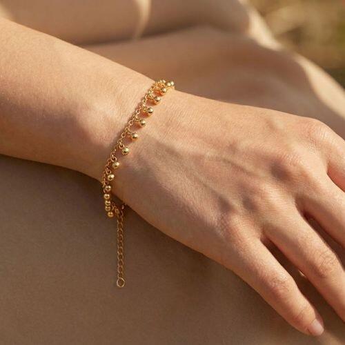 Pulseira Bolas Lisas Banhado em Ouro 18k