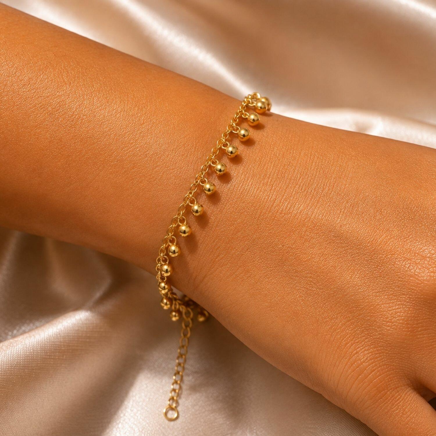 Pulseira Bolas Lisas Banhado em Ouro 18k