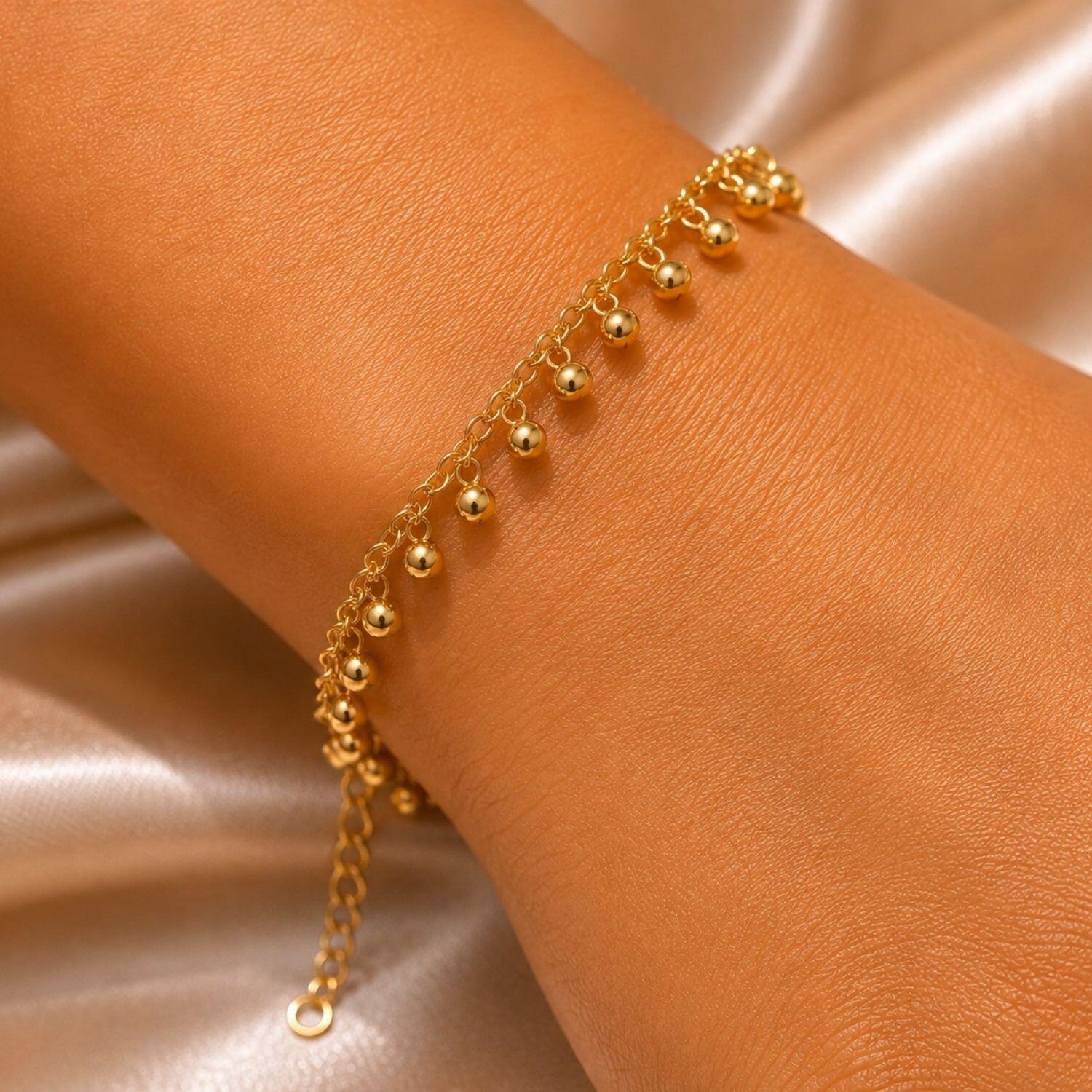 Pulseira Bolas Lisas Banhado em Ouro 18k
