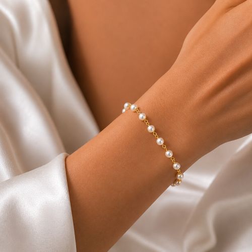Pulseira Pérola Banhado em Ouro18k
