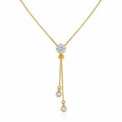 Colar Gravatinha Regul�vel Ponto de Luz Zirc�nia Cristal Banhado em Ouro18k