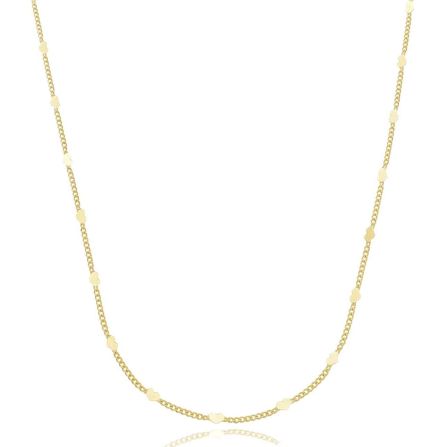 Colar Longo Mini Corações Lisos Banhado em Ouro18k