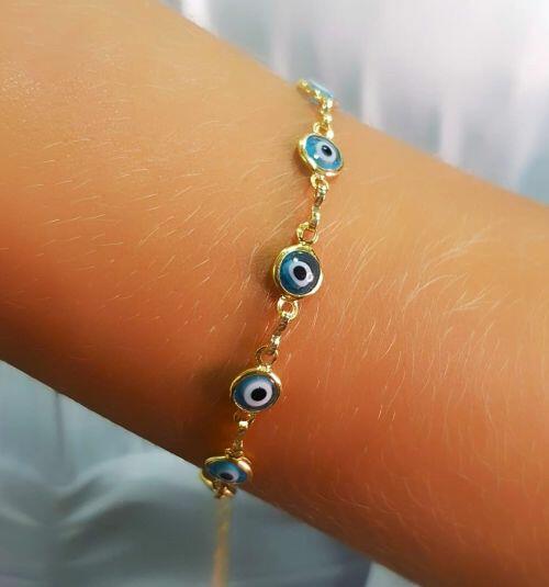 Pulseira Olho Grego Banhado em Ouro 18k