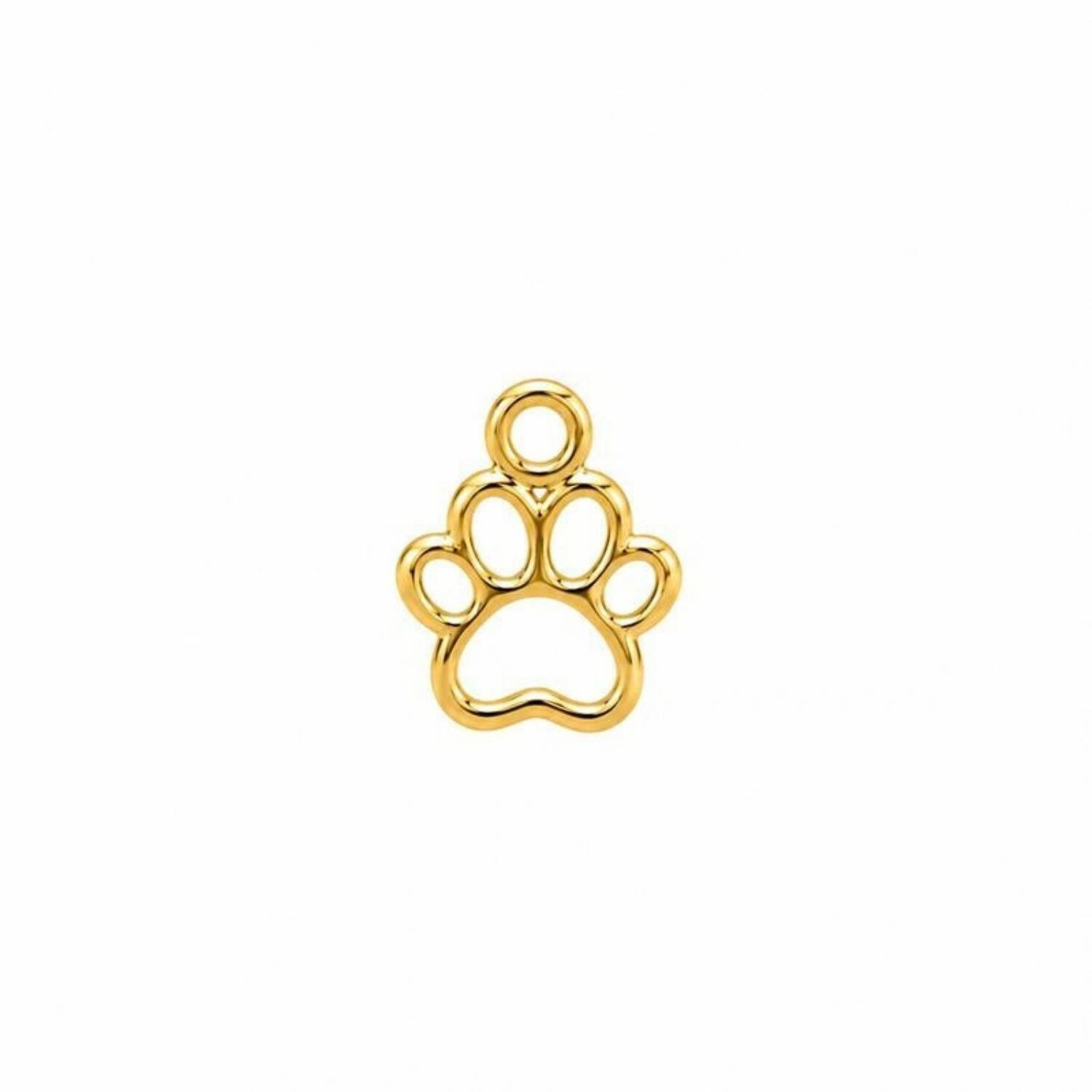 Colar Coração Vazado com Pingente Patinha Banhado em Ouro 18k