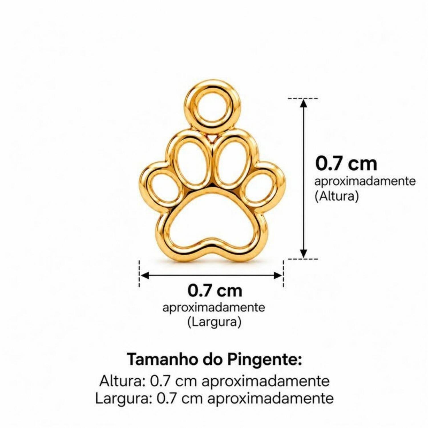 Colar Coração Vazado com Pingente Patinha Banhado em Ouro 18k