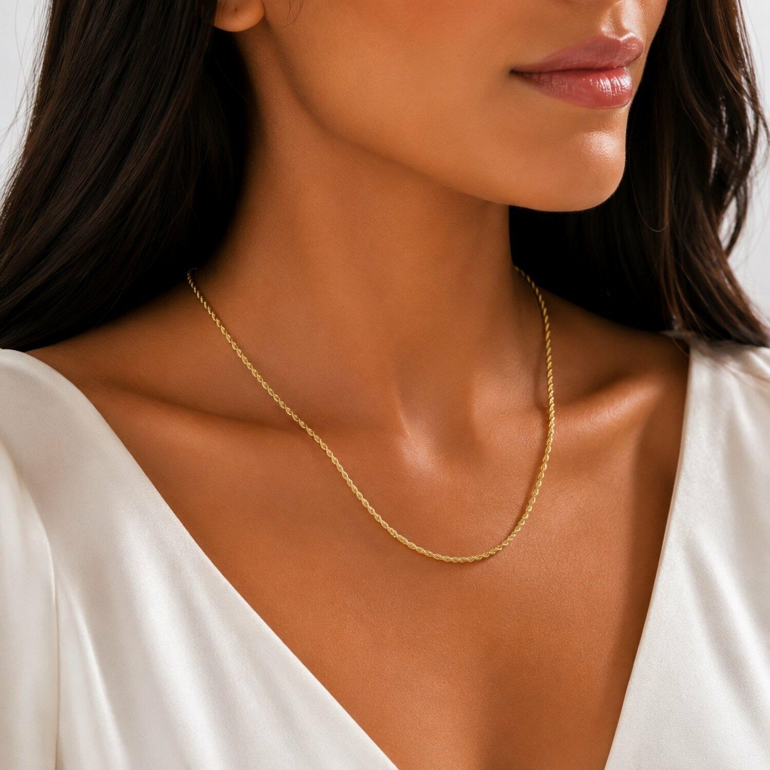 Colar Elo Baiano 45 cm Banhado em Ouro 18k