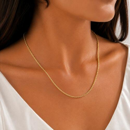 Colar Elo Baiano 45 cm Banhado em Ouro 18k