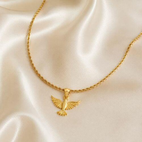 Choker Elo Baiano com Pingente Espírito Santo Liso Banhado em Ouro18k