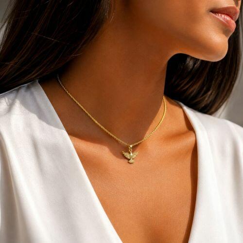 Choker Elo Baiano com Pingente Espírito Santo Liso Banhado em Ouro18k