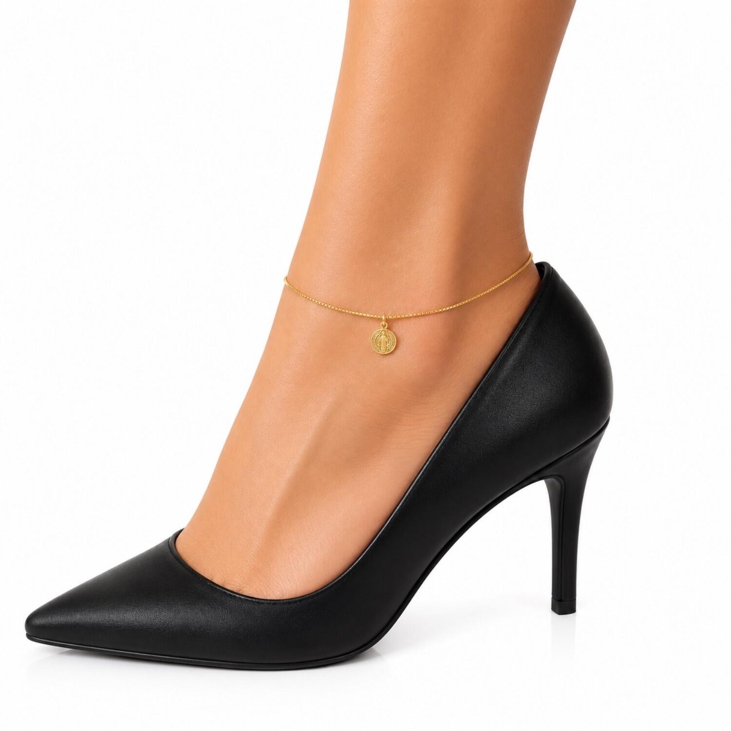 Tornozeleira São Bento 0.8 cm Banhado em Ouro18k