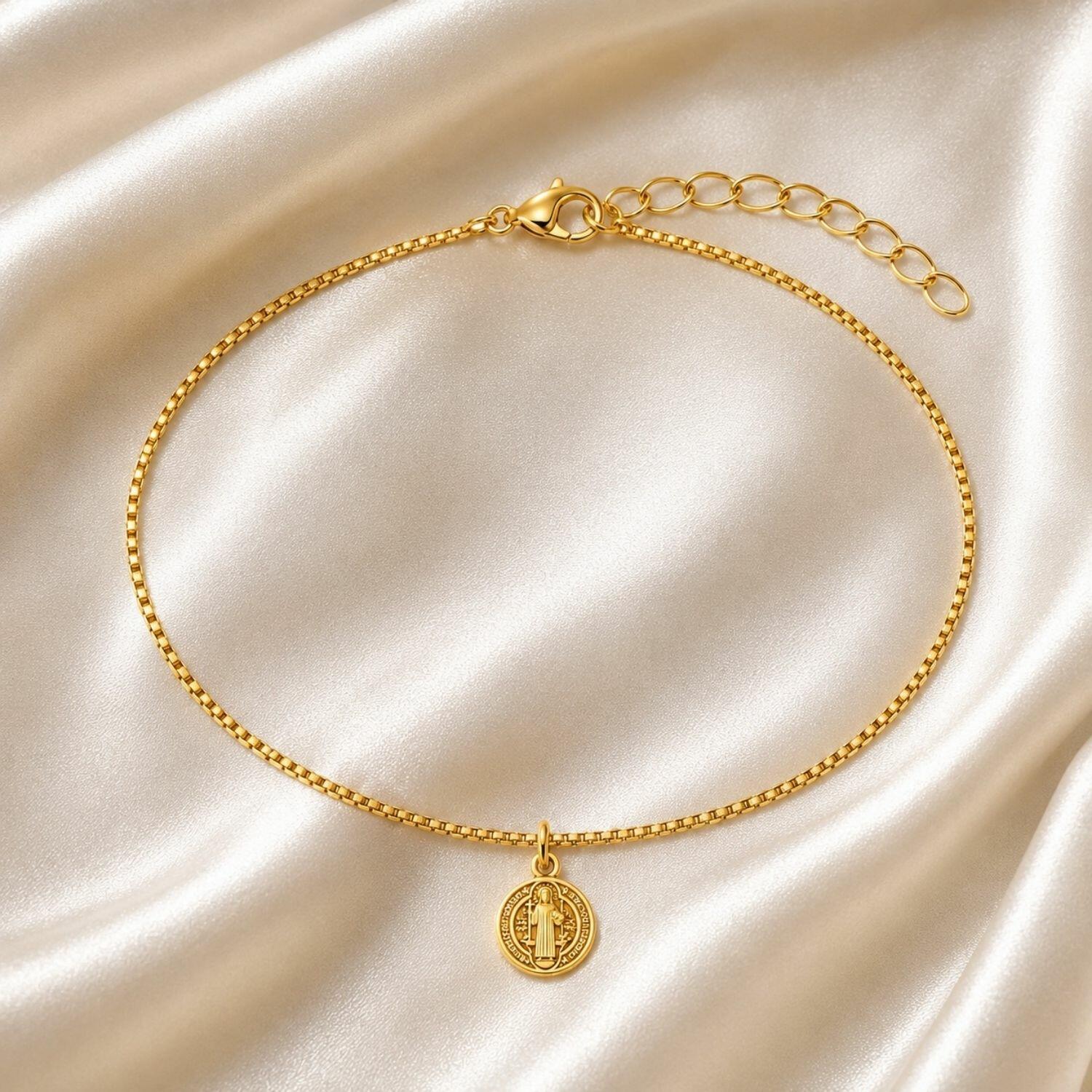 Tornozeleira São Bento 0.8 cm Banhado em Ouro18k