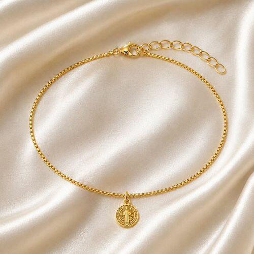 Tornozeleira São Bento 0.8 cm Banhado em Ouro18k