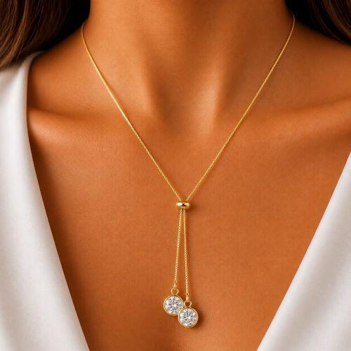 Gravatinha Curta Regul�vel Banhado em Ouro18k