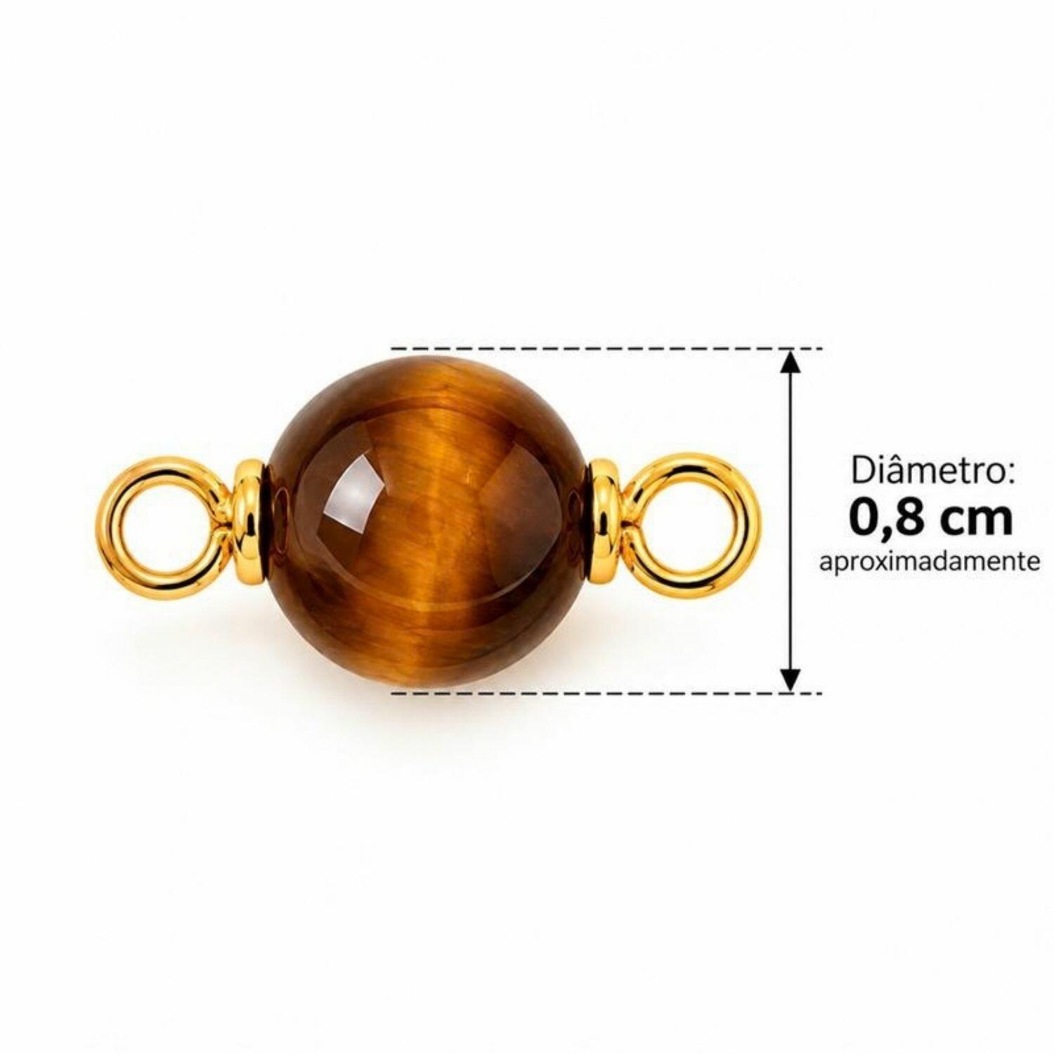 Choker Pedra Natural Olho de Tigre Banhado em Ouro 18K