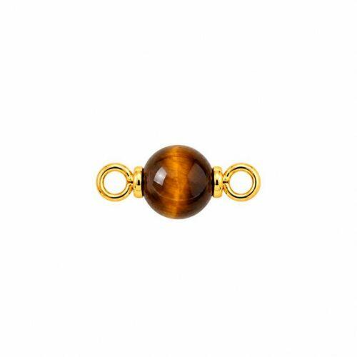 Choker Pedra Natural Olho de Tigre Banhado em Ouro 18K