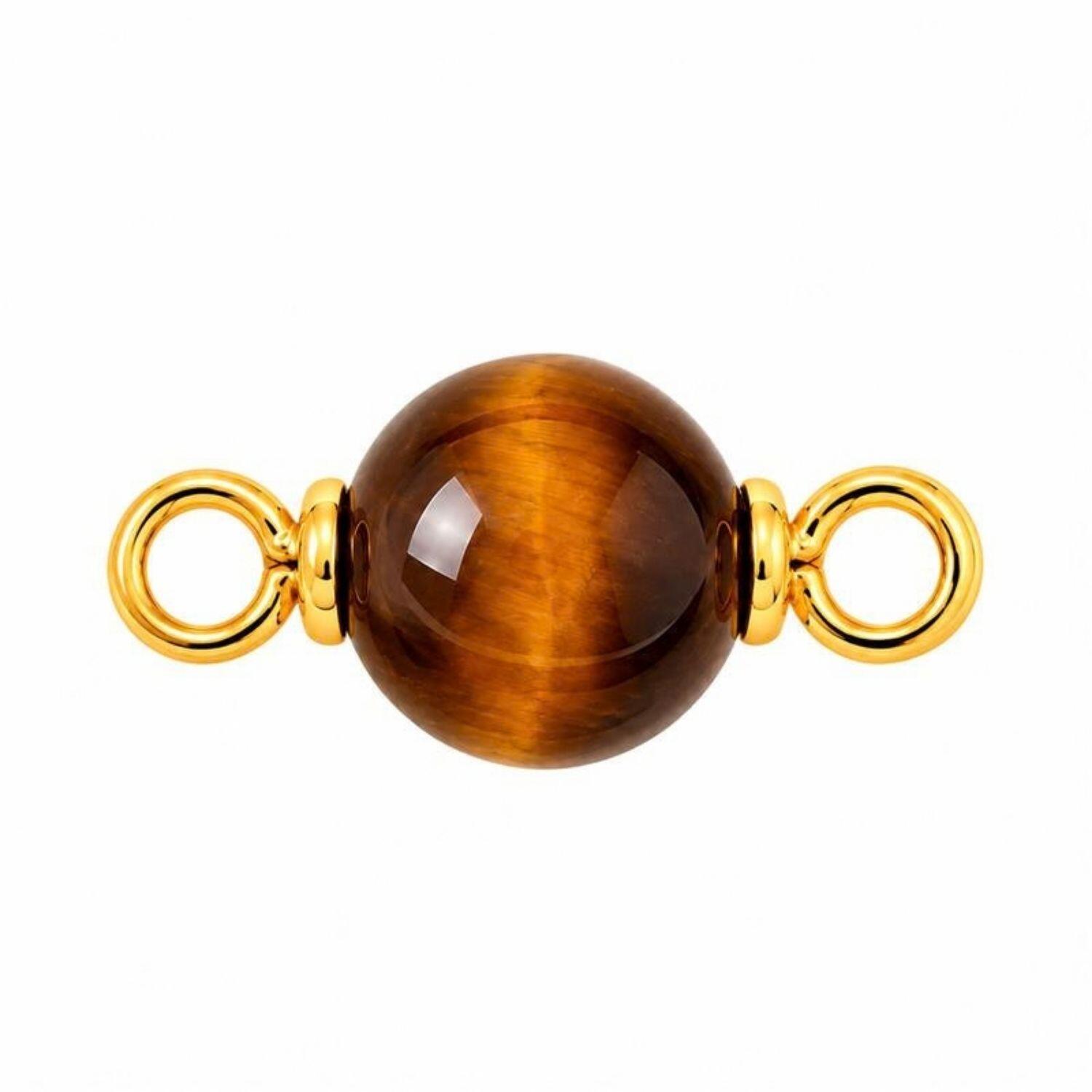 Choker Pedra Natural Olho de Tigre Banhado em Ouro 18K