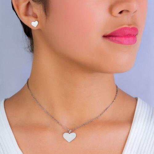 Conjunto Cora��o Liso A�o Inox