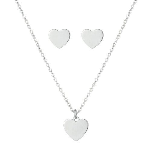 Conjunto Cora��o Liso A�o Inox