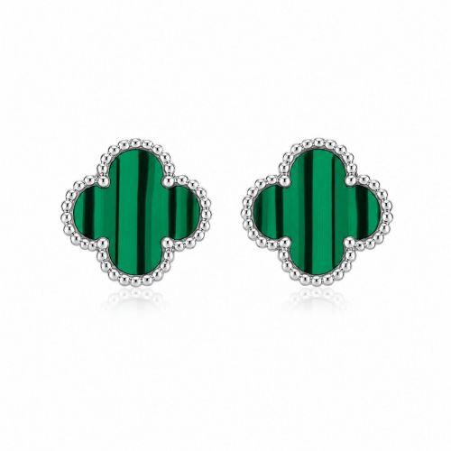 Brinco Flor 4 P�talas Verde A�o Inox