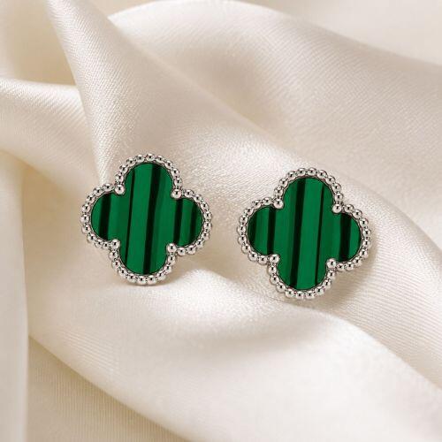 Brinco Flor 4 Pétalas Verde Aço Inox