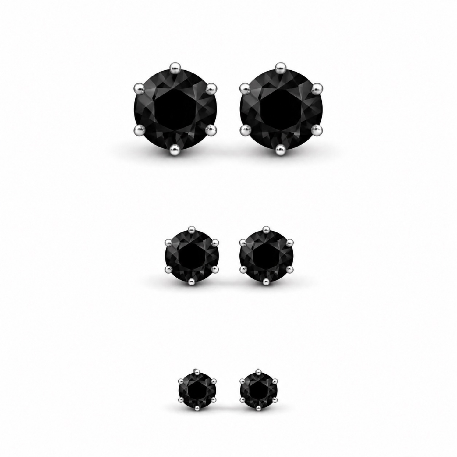 Brinco Trio Ponto de Luz Zircônia Negra Aço Inox