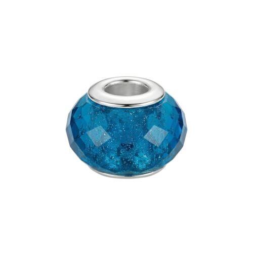 Berloque Separador Murano Azul Claro Translúcido Aço Inox