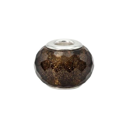 Berloque Separador Murano Fumê Aço Inox