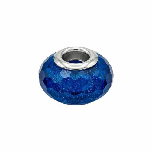 Berloque Separador Murano Azul Escuro A�o Inox