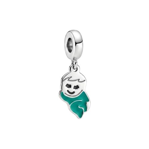 Berloque Menino Resina Azul Aço Inox