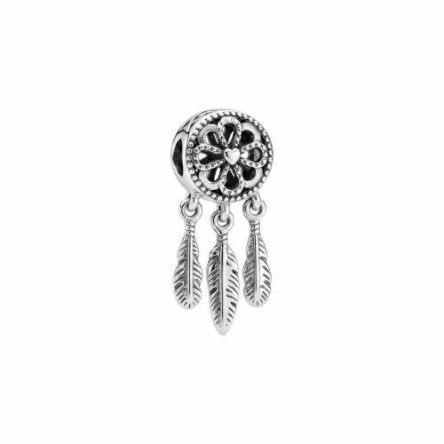 Berloque Separador Flor com Pena Aço Inox