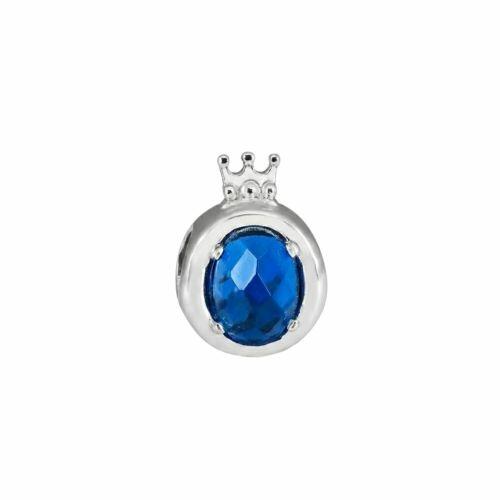 Berloque Separador Zirc�nia Azul com Coroa A�o Inox